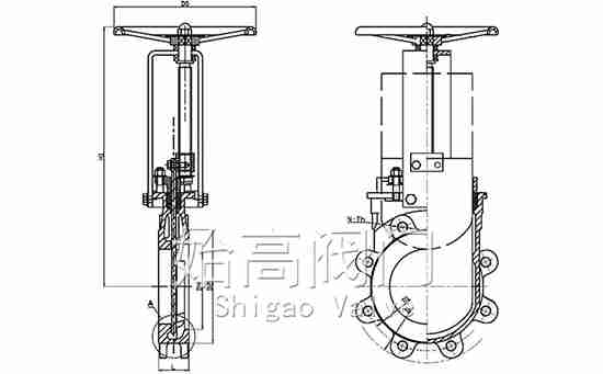 手動(dòng)梅花式刀閘閥尺寸圖 手動(dòng)梅花式刀閘閥尺寸圖